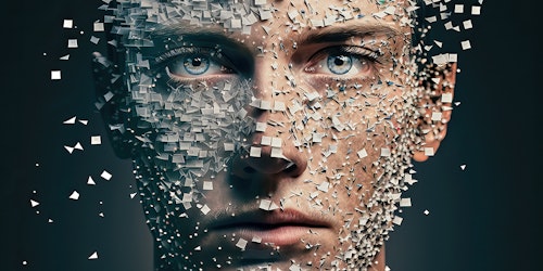 Pixilating image of a mans face