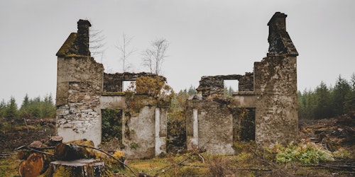 Collapsed house