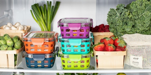 A fridge full of colourful food