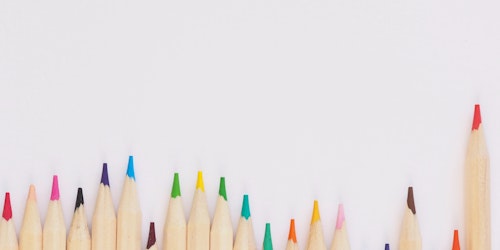 A row of pencils, all of different colors