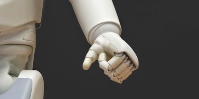 A robot hand, clenched into a fist