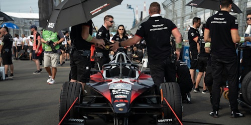 A racing car in the paddock