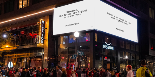 Billboard above Mission Mexican restaurant in Washington, D.C. Navy Yard