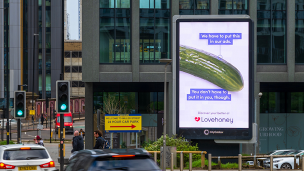 A cucumber on a Lovehoney billboard